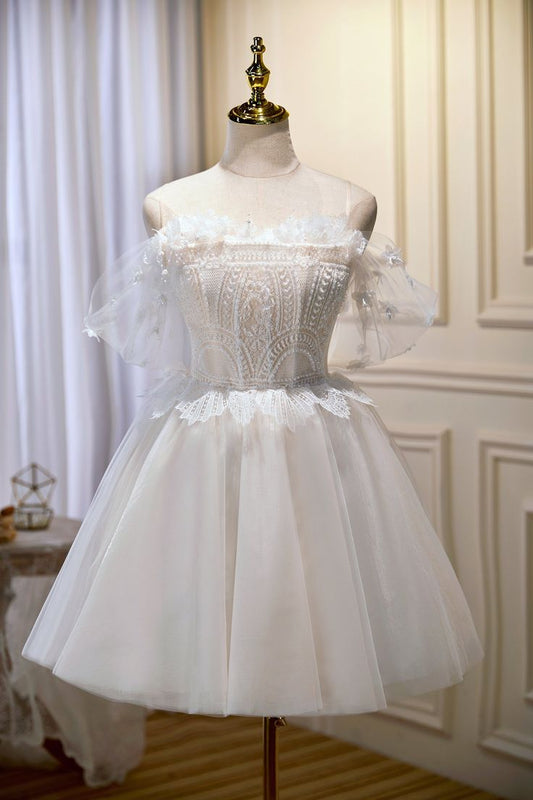 Chic Spaghetti Straps Off The Shoulder Tulle Homecoming Dresses