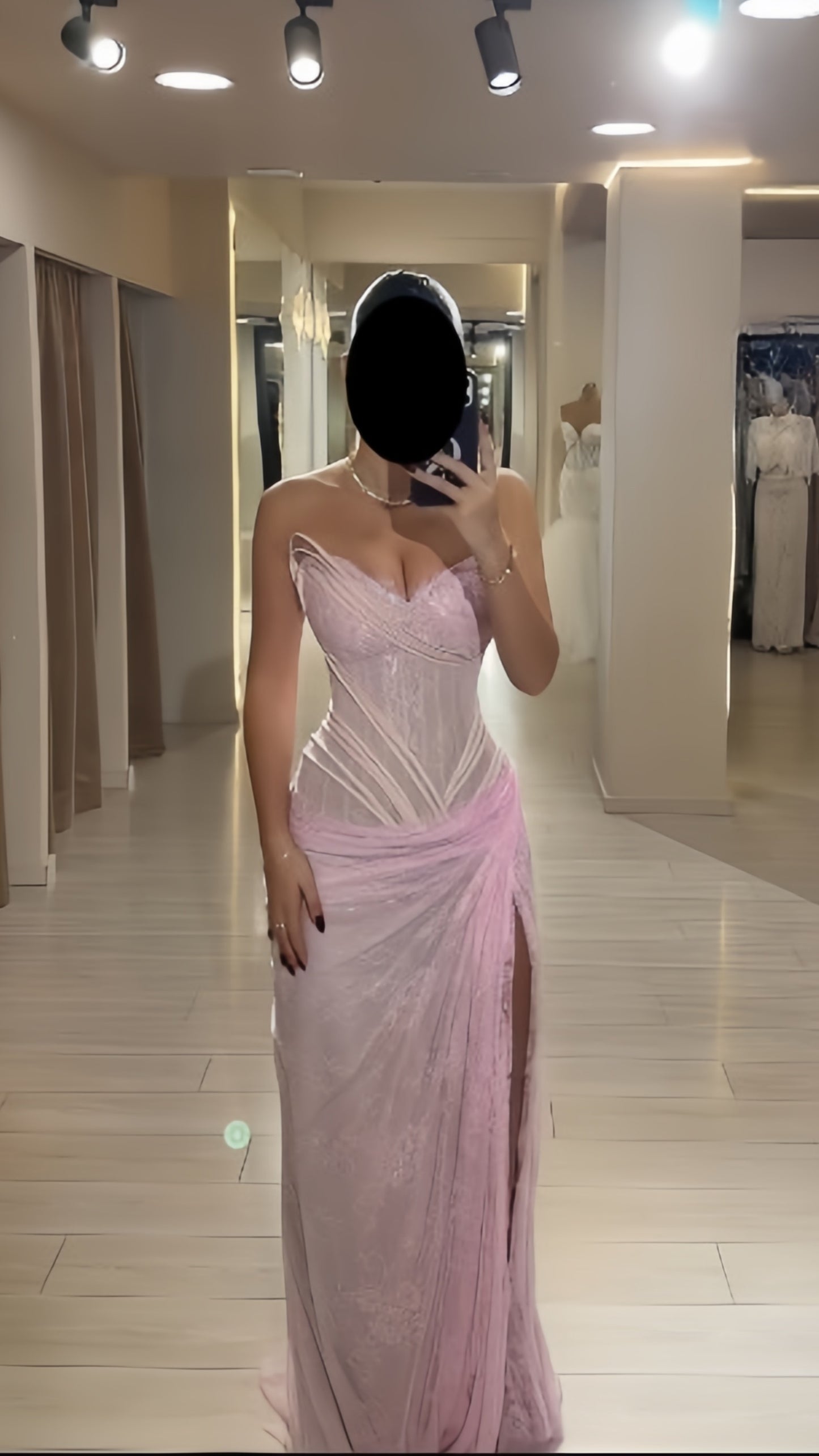 Glam Pink Sheath Long Prom Dresses Lace Sweetheart Evening Dresses with Slits Sleeveless Formal Dresses,AST2305