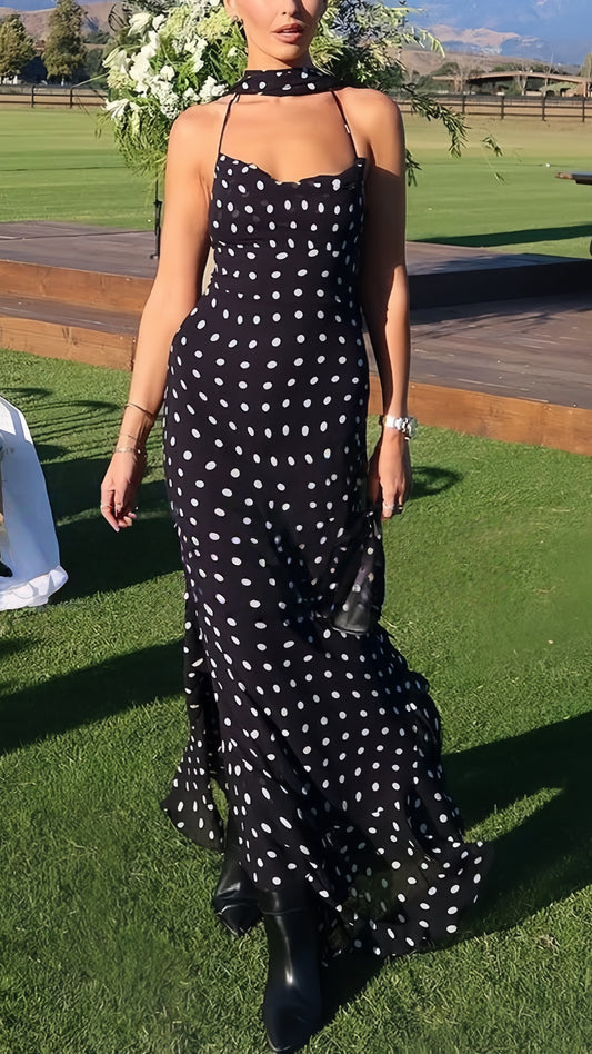 Black Chiffon Dots Ruffle Party Dresses Spaghetti Straps Homecoming Dress,AST1879