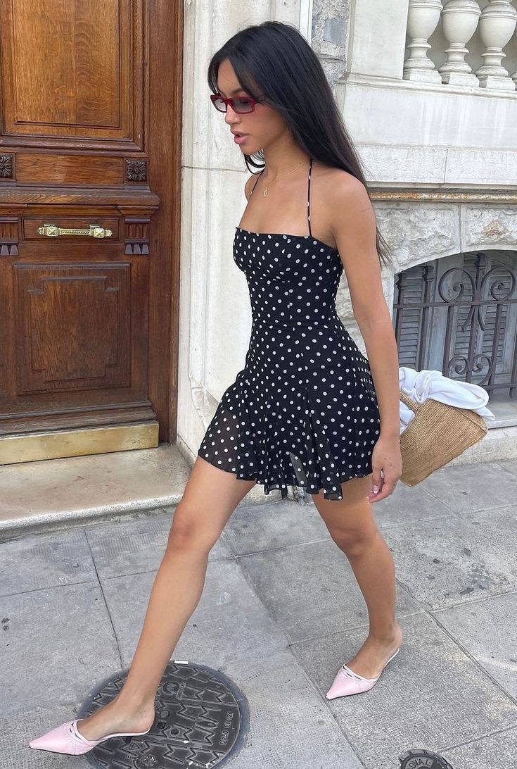 Black Halter Chiffon Mini Homecoming Dresses Dots Cheap Hoco Dress,AST1875