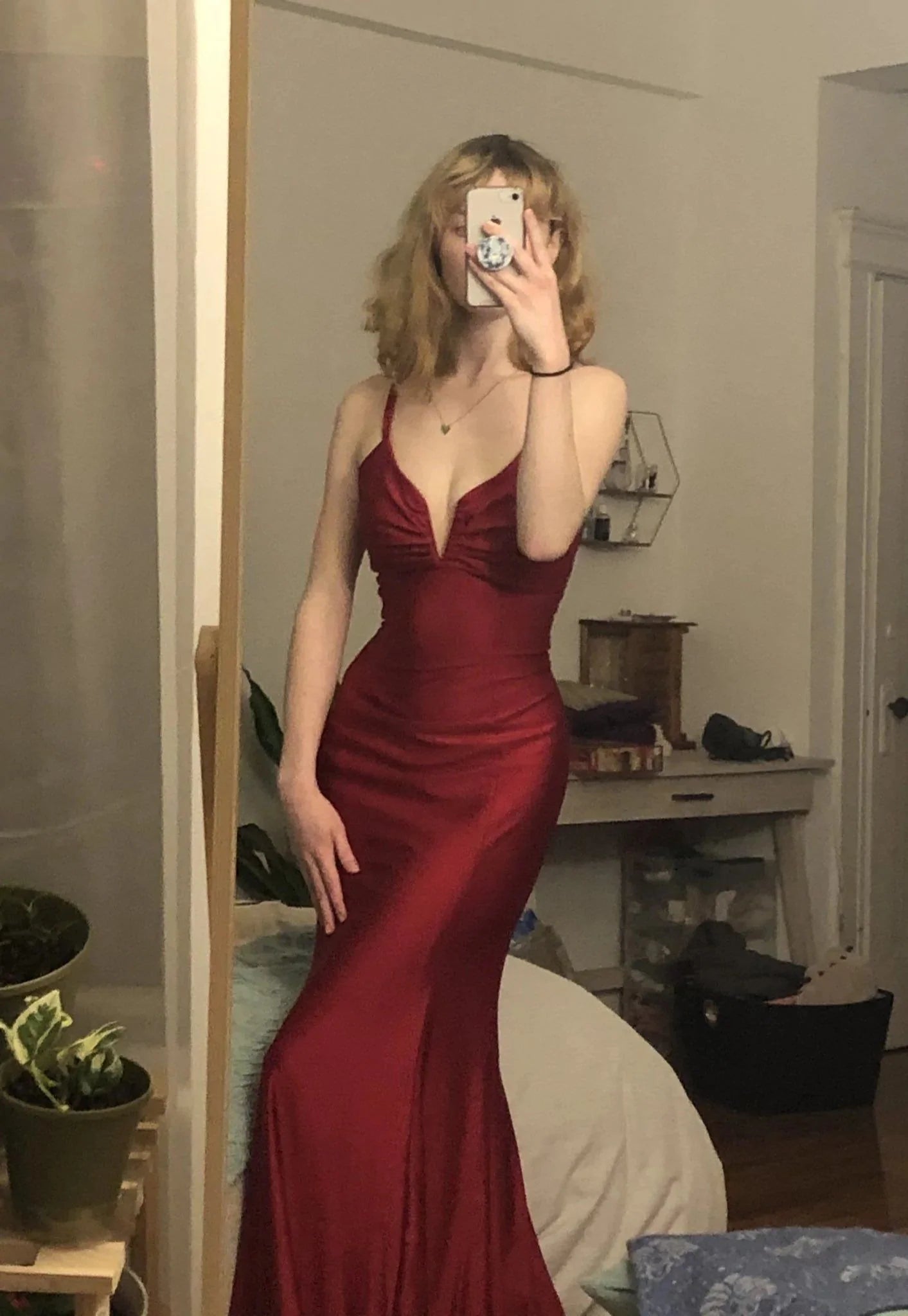 red satin bodycon prom dress Shiny Dark Red Satin Slim Fit Mermaid Formal Dress