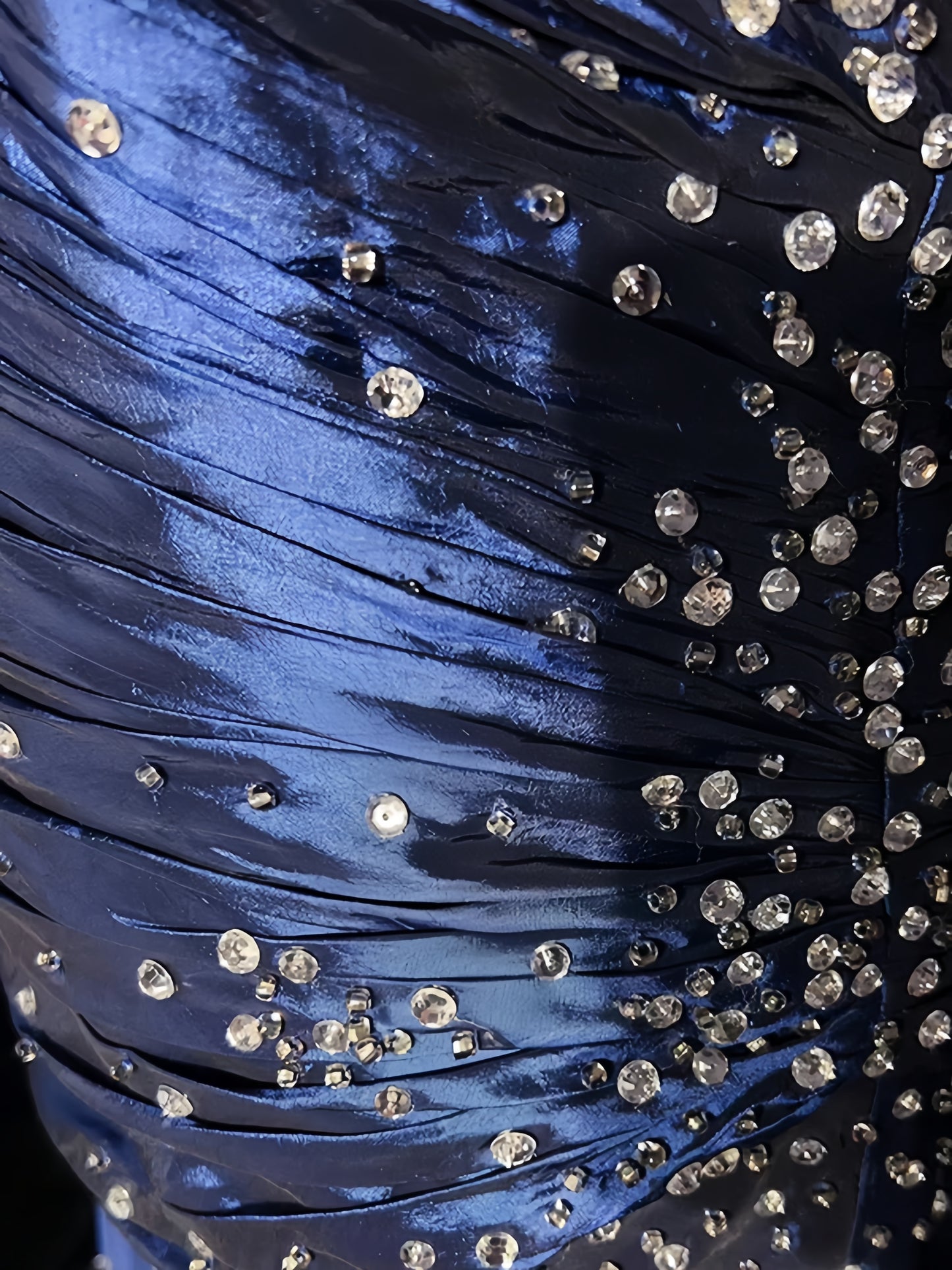 Charming Blue Satin Long Prom Dresses Beaded Mermaid Formal Gown,AST2078