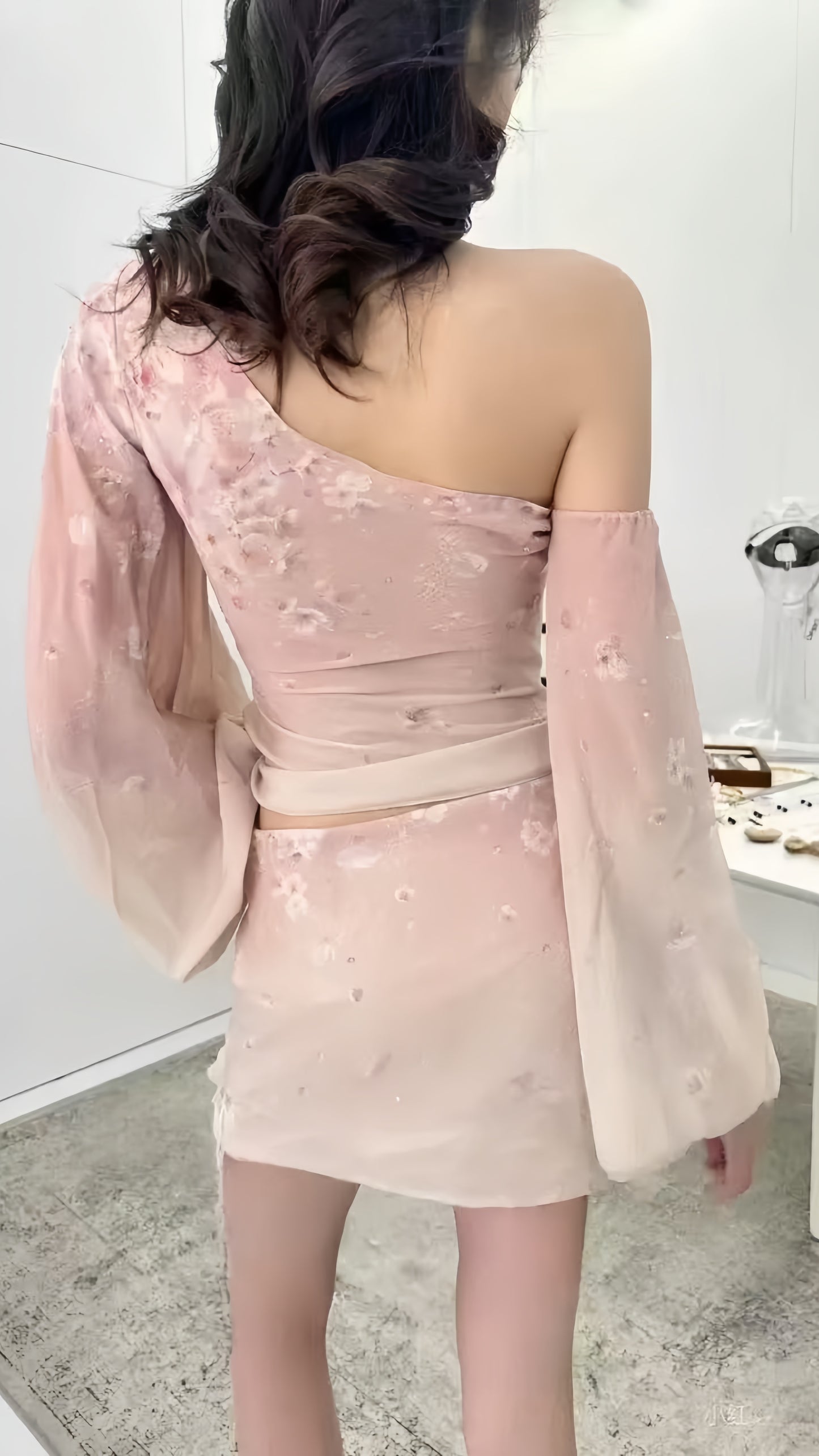 Chic Floral Homecoming Dresses Chiffon Mini Graduation Dress, AST1986