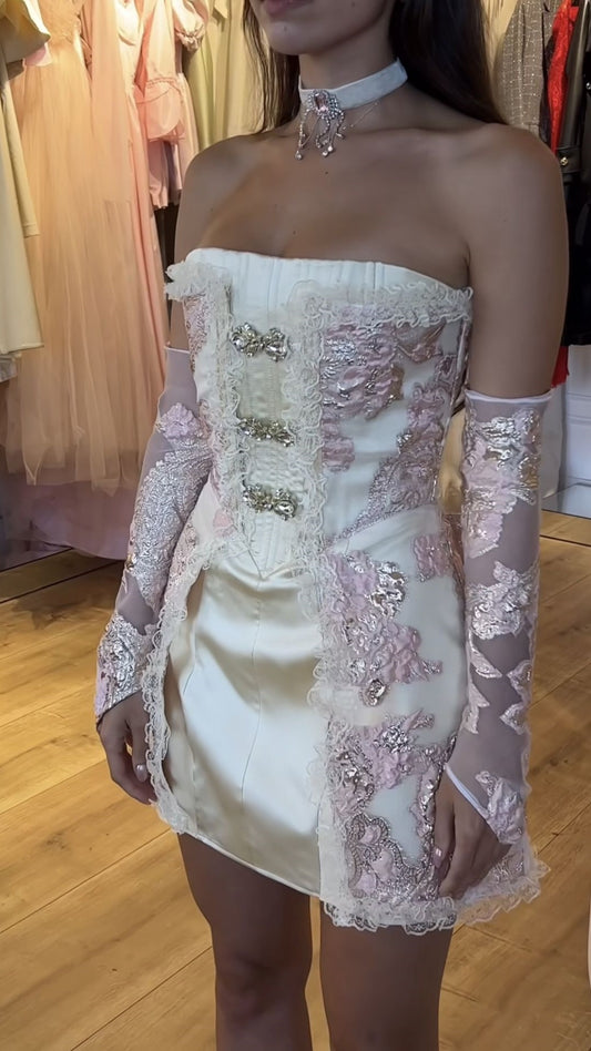 Classy Royal Lace Homecoming Dresses Strapless Birthday Party Dress,AST1966