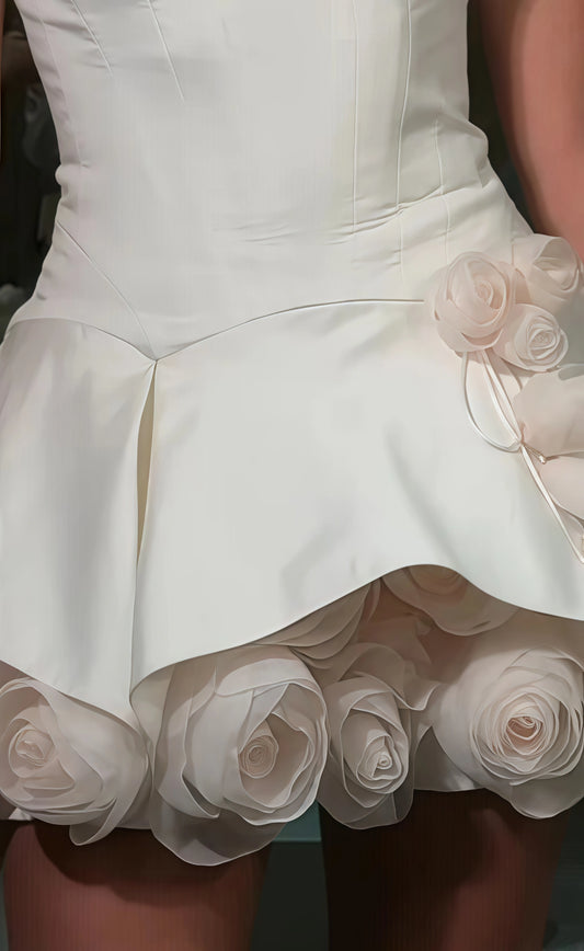 Custom Made Homecoming Dresses Strapless Floral Hoco Dress, AST1940