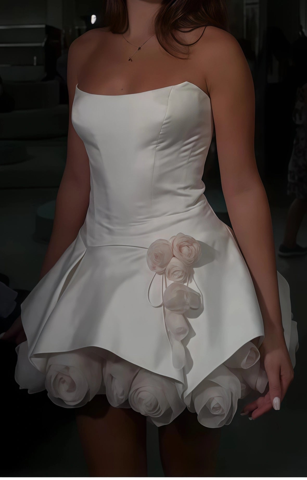 Custom Made Homecoming Dresses Strapless Floral Hoco Dress, AST1940