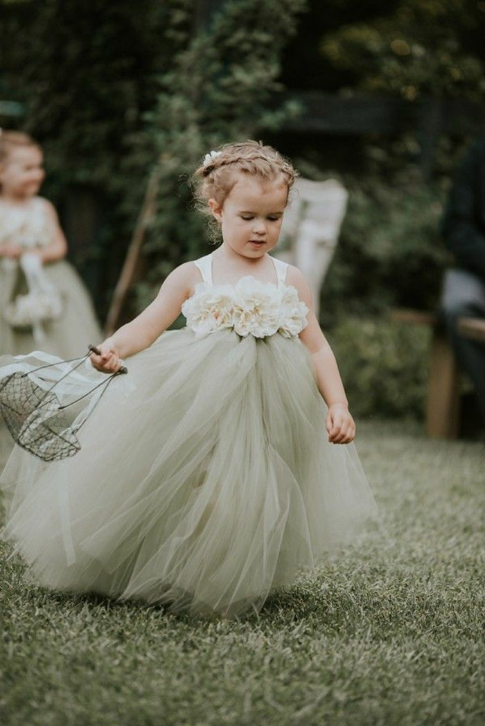 Cute Floral Tulle Flower Girl Dresses Wedding Kids Dresses,AST999 – Asteria