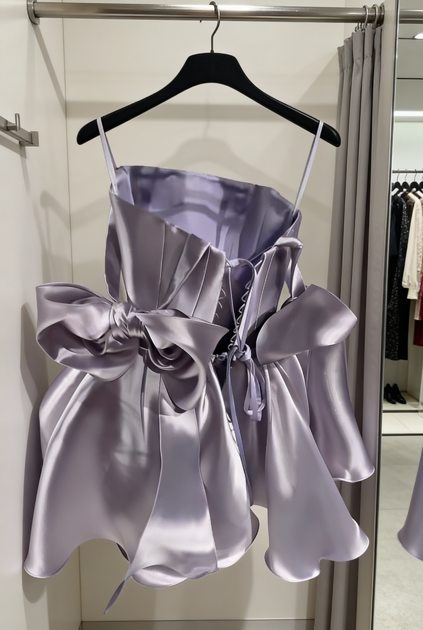 Cute Light Purple Birthday Dress Straps A-Line Prom Dress Short Satin Party Dress