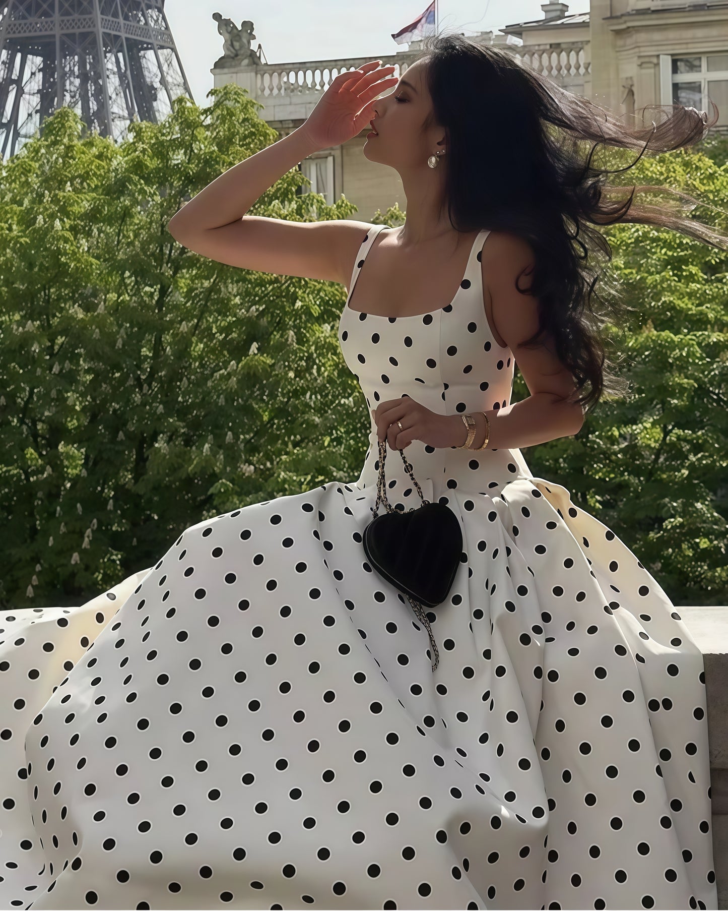Elegant A-Line Dots Party Dress High Quality Vocation Dresses,AST1881