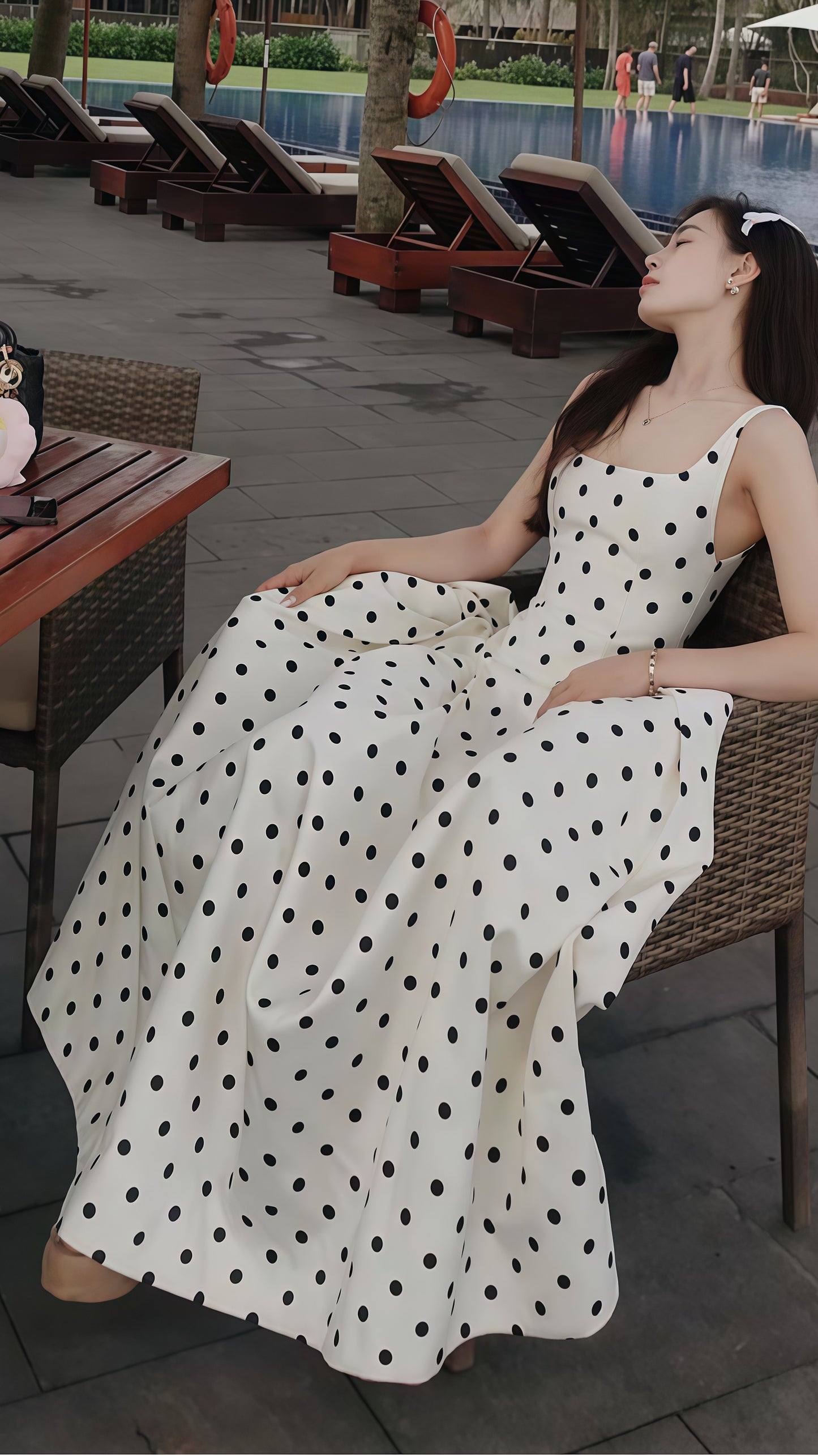 Elegant A-Line Dots Party Dress High Quality Vocation Dresses,AST1881
