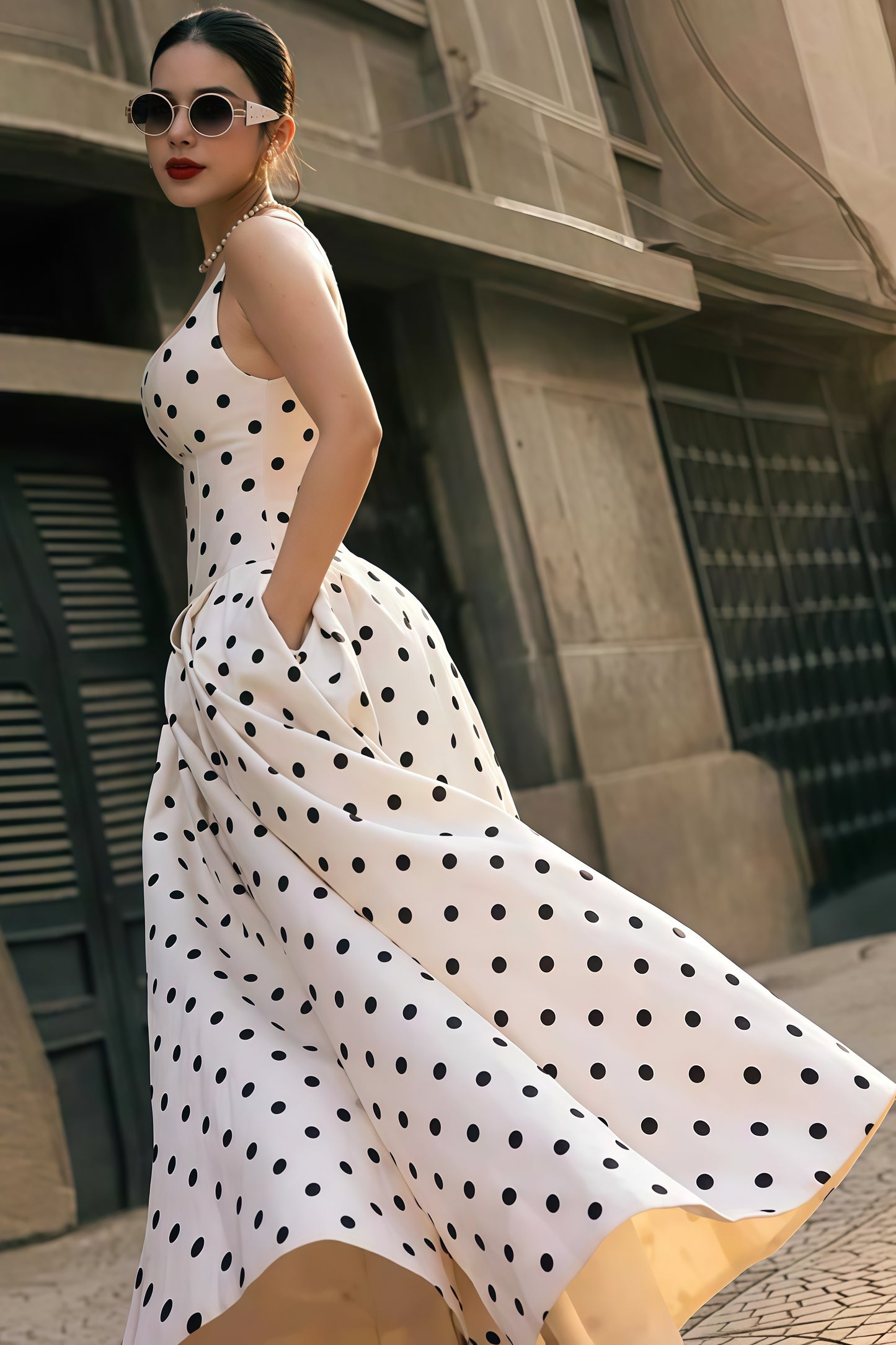 Elegant A-Line Dots Party Dress High Quality Vocation Dresses,AST1881