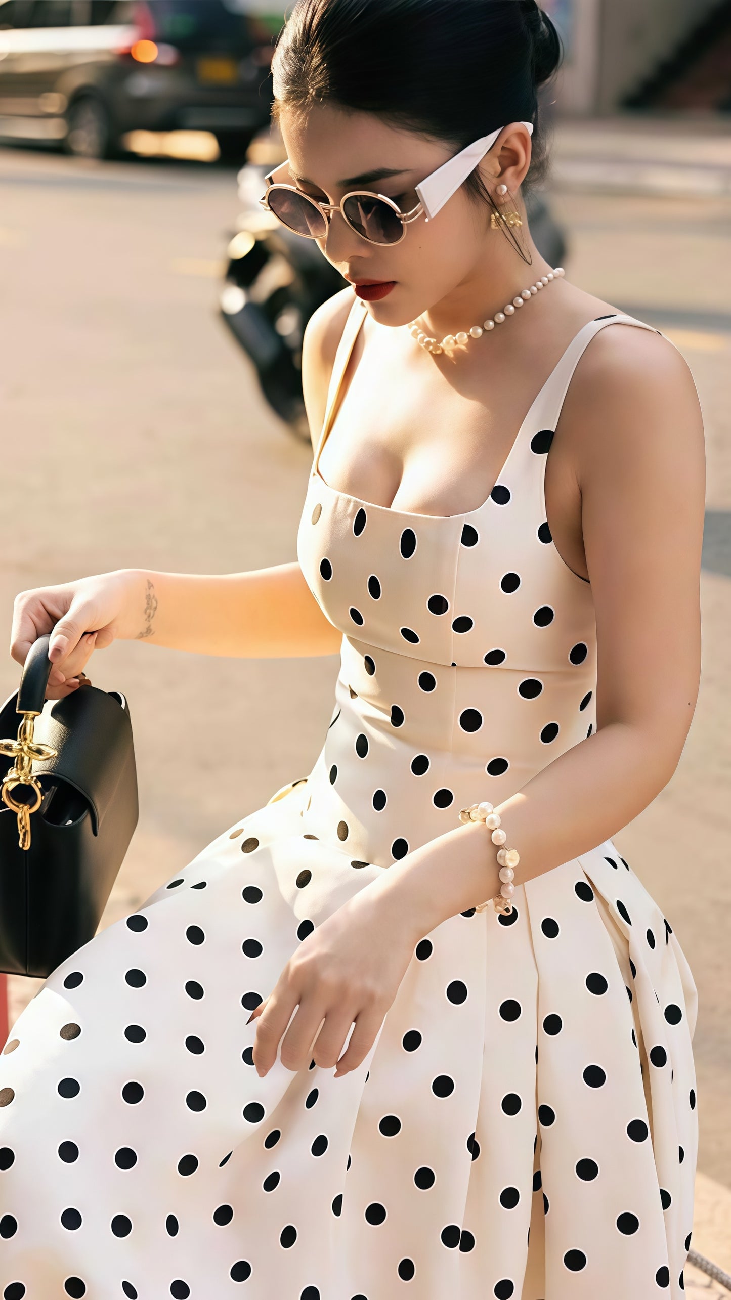 Elegant A-Line Dots Party Dress High Quality Vocation Dresses,AST1881