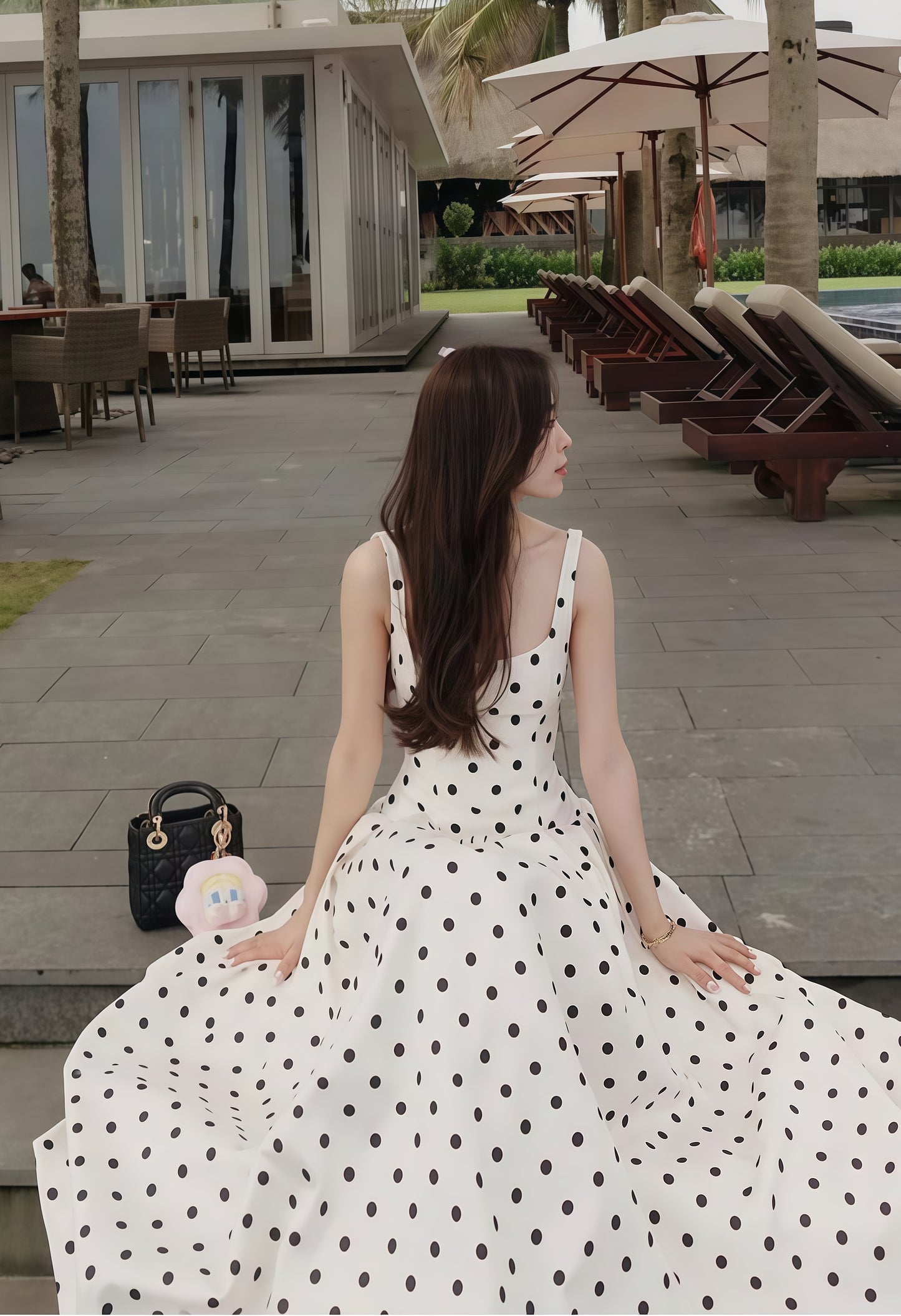 Elegant A-Line Dots Party Dress High Quality Vocation Dresses,AST1881