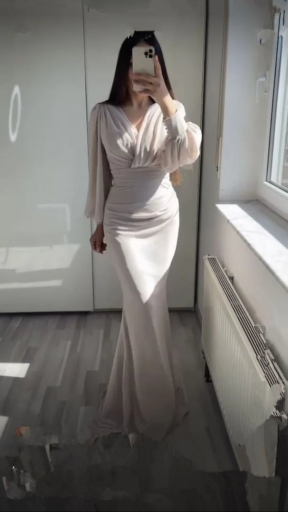 Elegant Mermaid V-Neck Prom Dresses For Women Party Dress,AST2177
