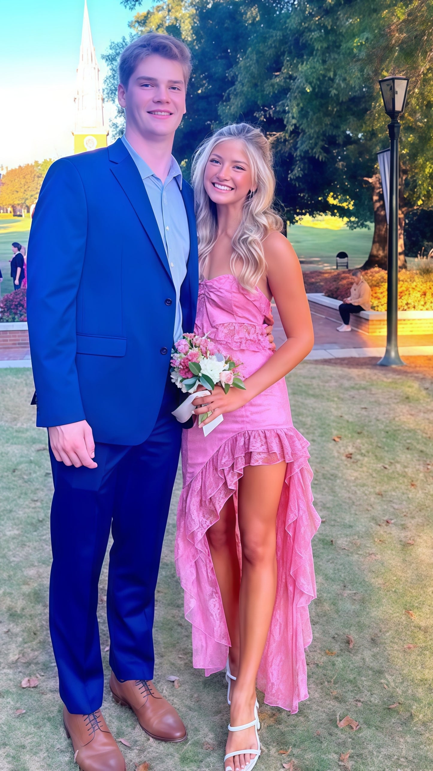 Irregular Pink Lace Ruffle Prom Dresses For Girls,AST1660