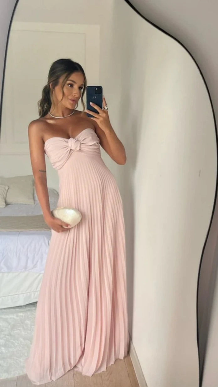 Light Pink Sweetheart Prom Dresses Pleated Chiffon Evening Party Dress,AST2248