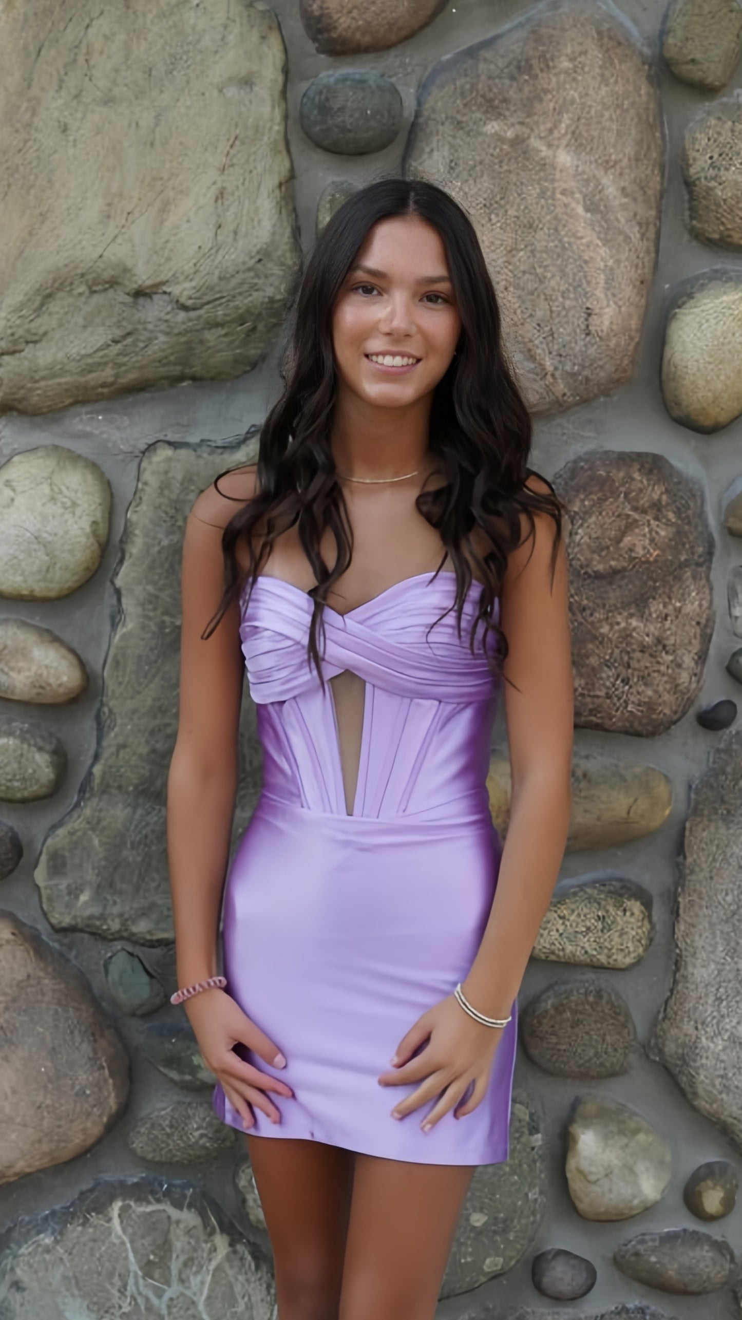 Lilac Strapless Tight Homecoming Dress, AST1358