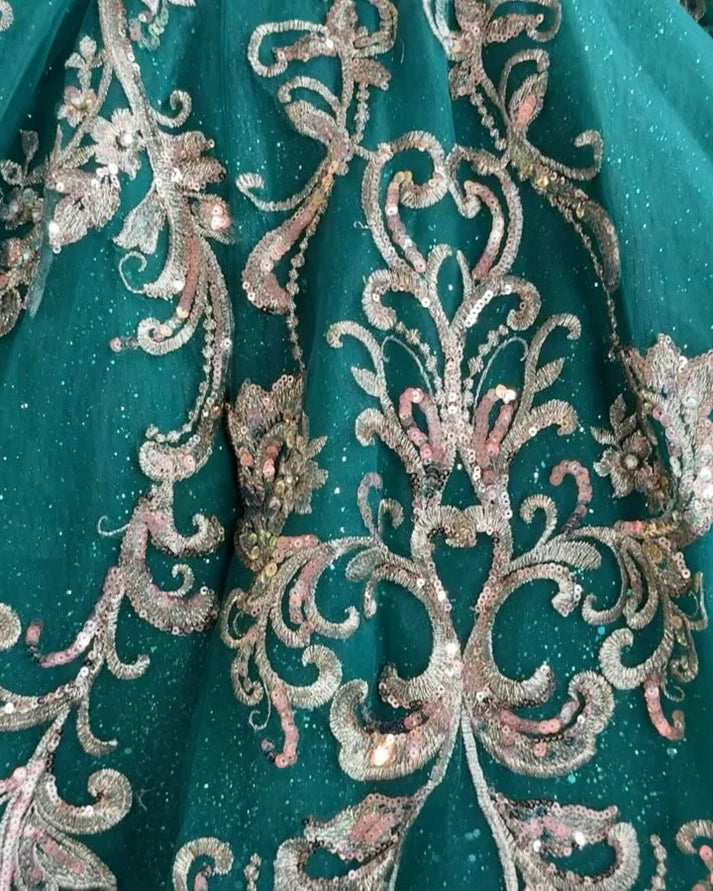 Luxury Dark Green Beaded Tulle Prom Evening Dresses, Quinceanera Dress, Sweet 16 Dress,AST2116