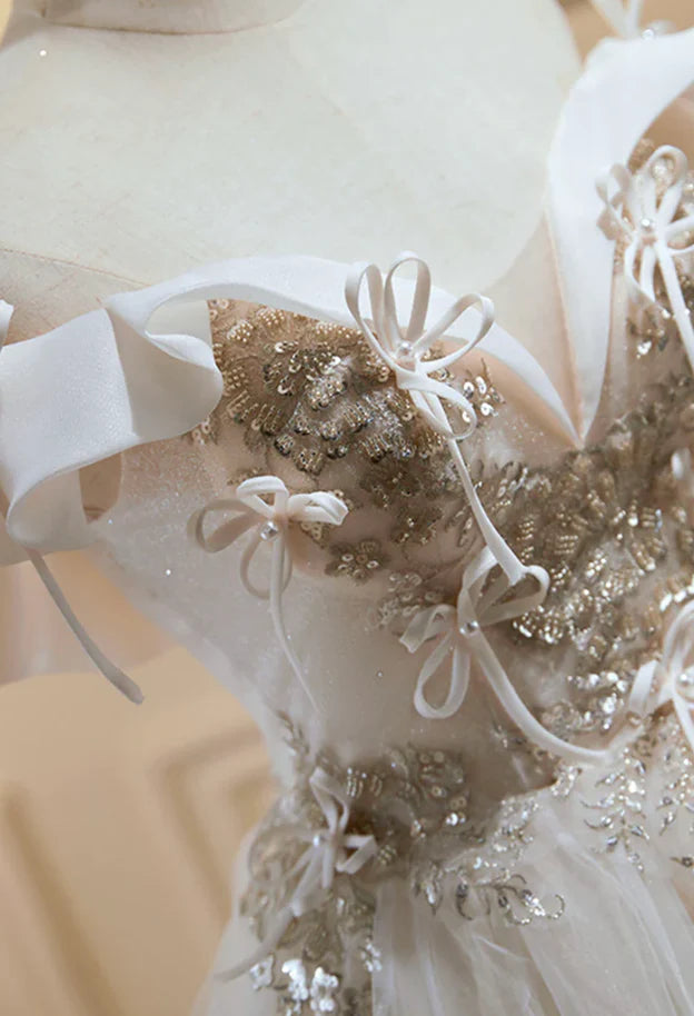 Luxury Ivory Beaded Homecoming Dresses A-line Tulle Mini Party Dress, AST2046