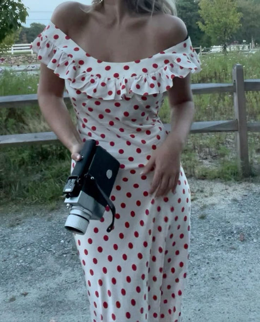 Off The Shoulder Sheath Party Dresses Dots Girls Gala Dress,AST1880