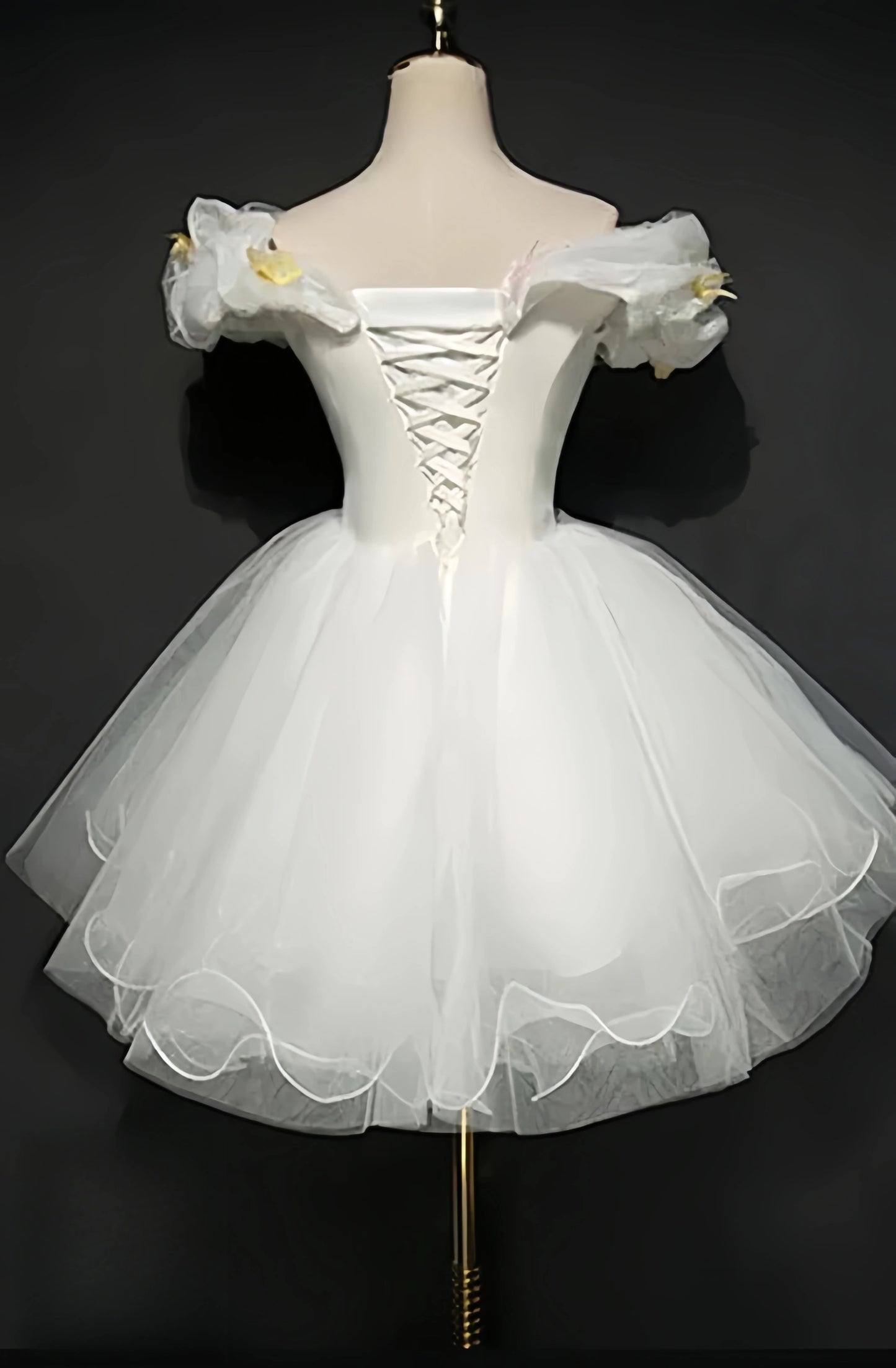 Off The Shoulder Ivory Homecoming Dresses Organza Mini Party Dress, AST2047