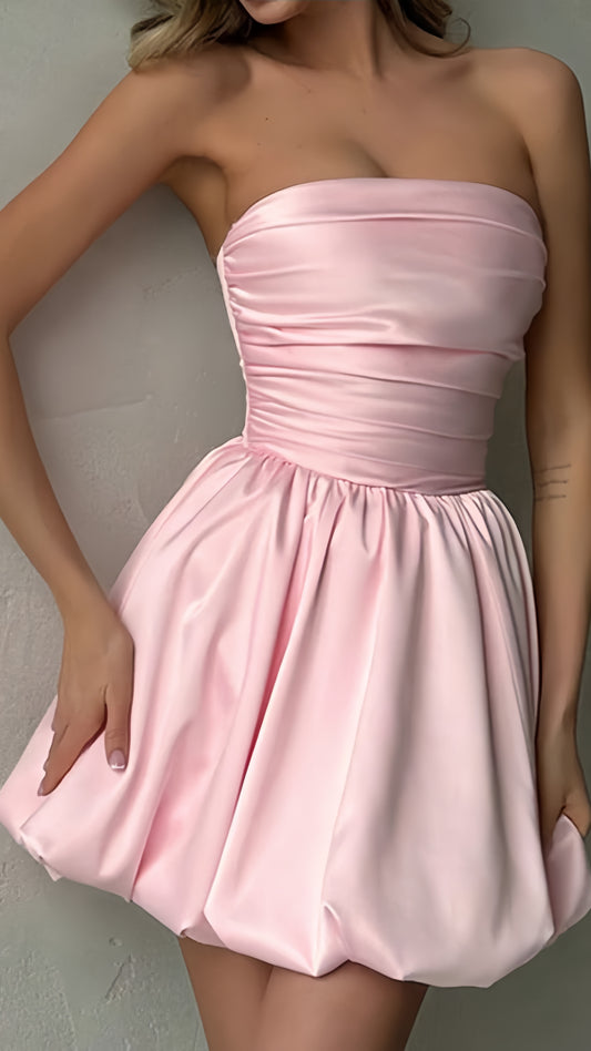 Pink Strapless Homecoming Dresses Short Prom Dresses A-line Hoco Dresses Back To School Dress,AST1990