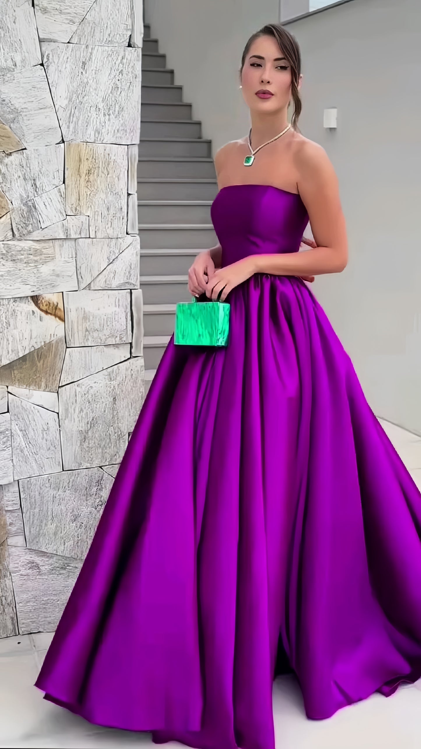 Purple Strapless A-Line Prom Dress Long Formal Dress,AST1703
