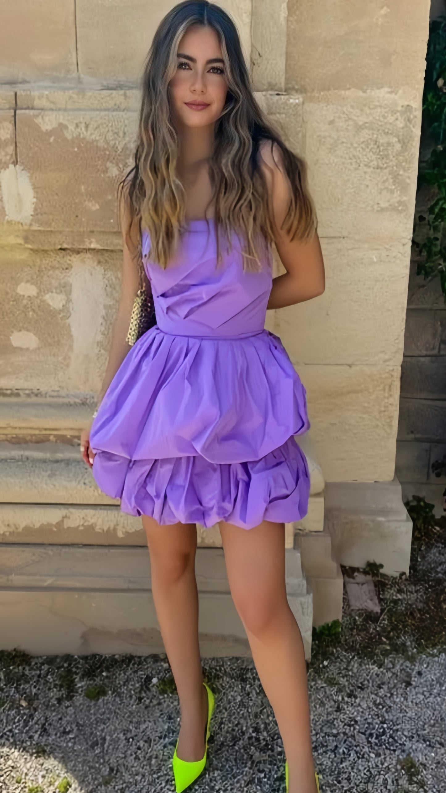 Purple Strapless Homecoming Dresses Ruffle Mini Party Hoco Dress, AST1934