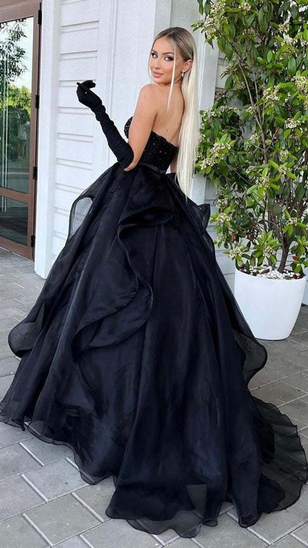 Royal Blue Prom Dresses Organza Sweetheart Evening Dress Beaded Ruffle Dresses,AST2200