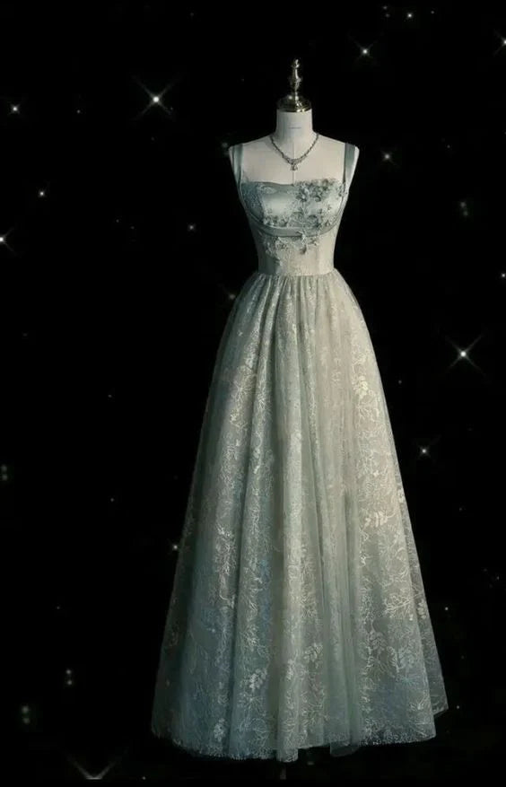 Sage Green A-Line Lace Prom Dress Long Party Dress, AST902 Asteria Sage Green A-Line Lace Prom Dress Long Party Dress, AST902 Asteria