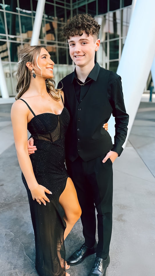 Black Senior Prom Dresses Sequin Party Gown, AST1513