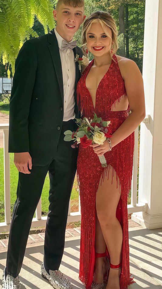 Bodycon Sequin Prom Dress, Deep V-Neck Evening Party Dress,AST1627