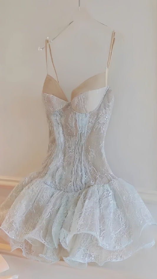 Spaghetti Straps Lace Homecoming Dresses Party Dress,AST2008