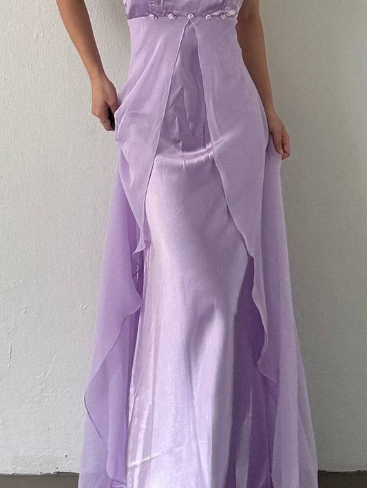 Spaghetti Straps Lilac Sheath Long Prom Dresses Party Outfits,AST2074