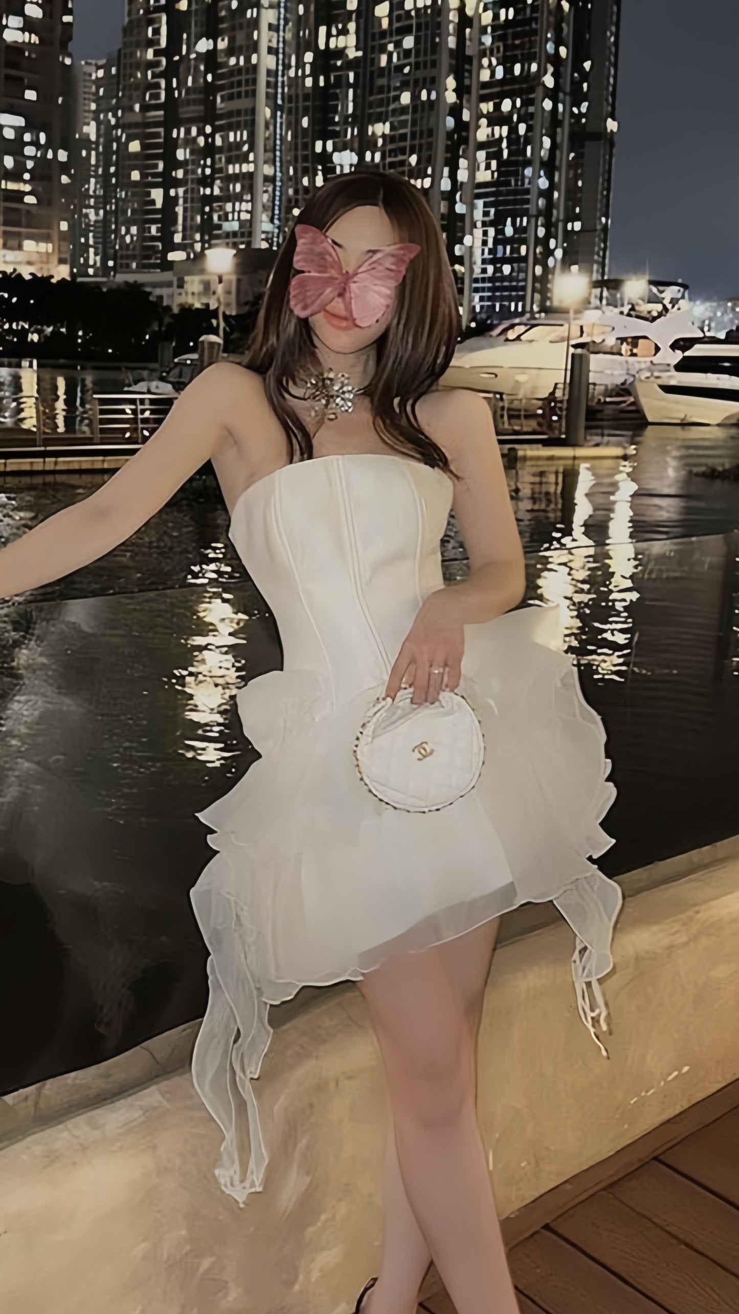 Strapless White Chiffon Homecoming Dresses Mini Dance Party Dress, AST1946