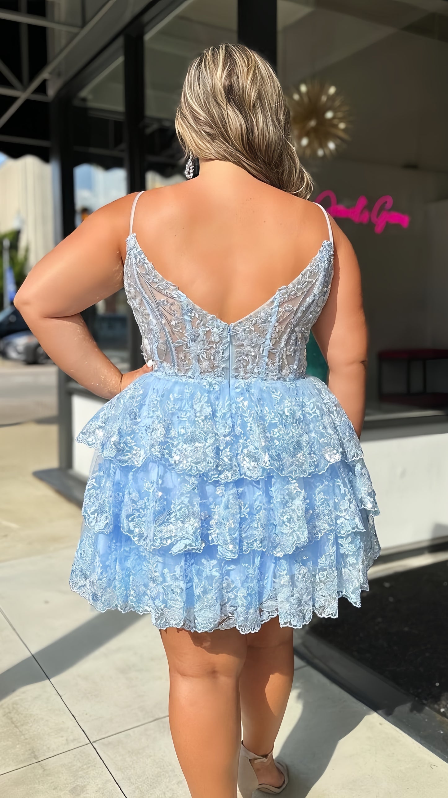 Spaghetti Straps Lace Homecoming Dress Light Blue Graduation Dress, AST1469