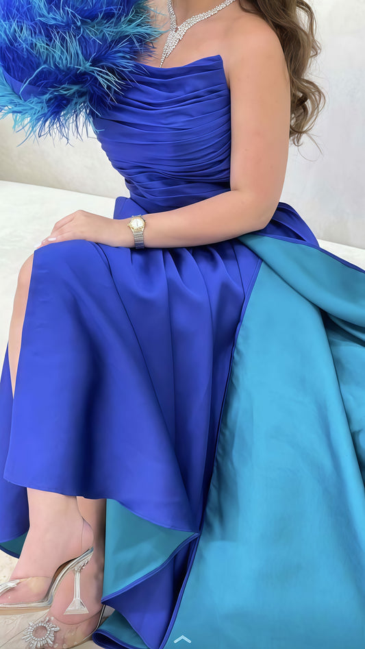Strapless A-Line Blue Prom Dress,AST1722