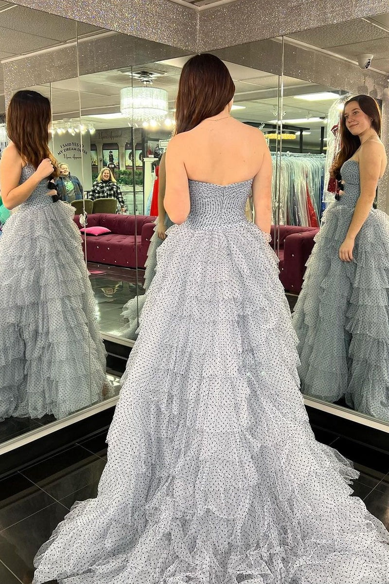 Sweetheart A-Line Ruffle Prom Dresses Sleeveless Evening Party Dress,AST2148
