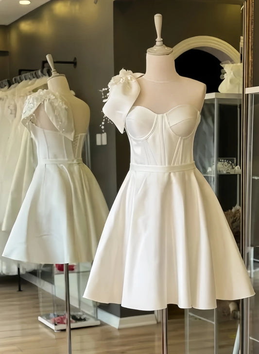 Sweetheart A-line Homecoming Dresses Bowknot Shoulder Short Hoco Party Dress,AST1960