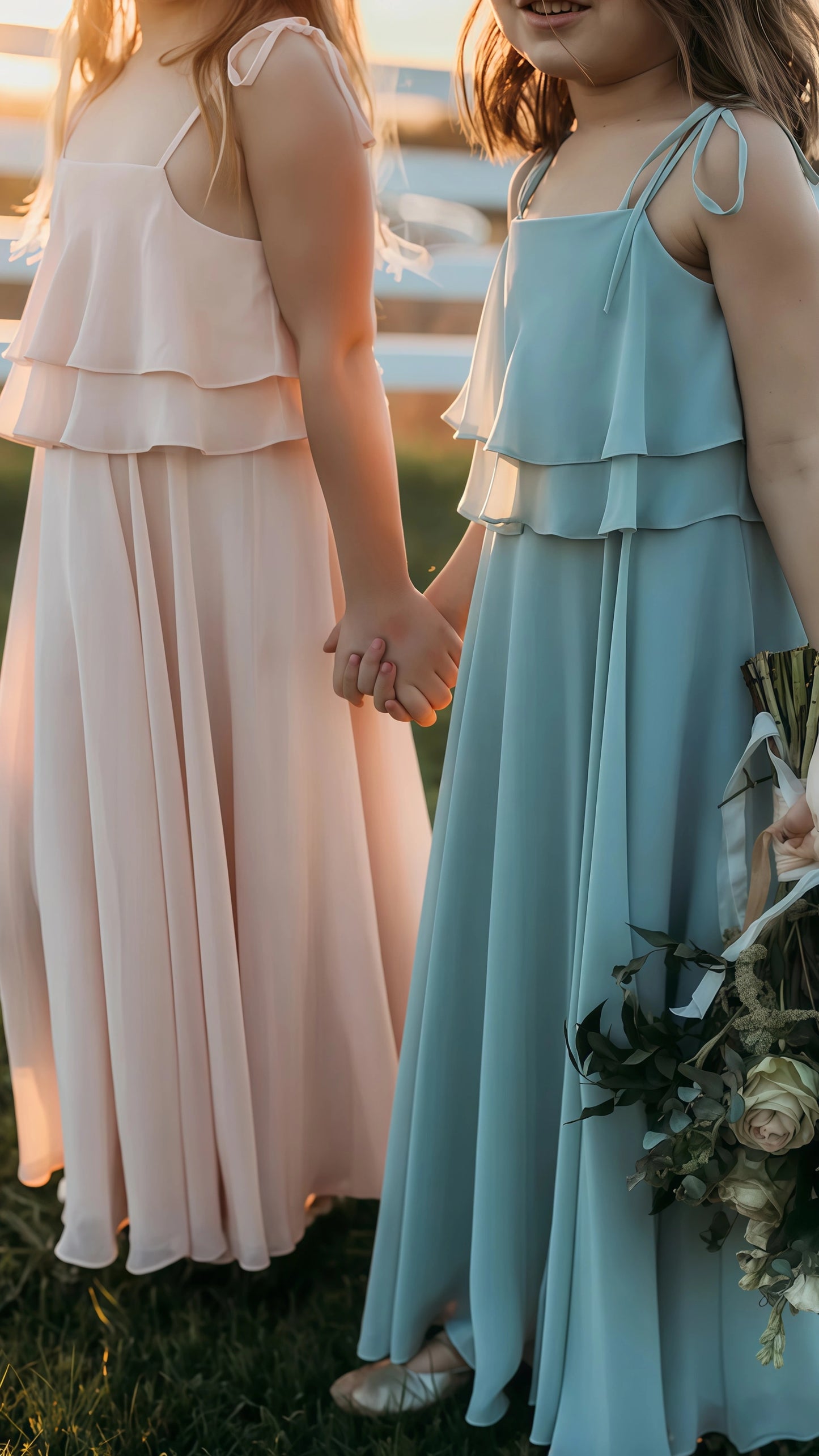 Tie Up Straps Chiffon Flower Girls Dresses,AST1655