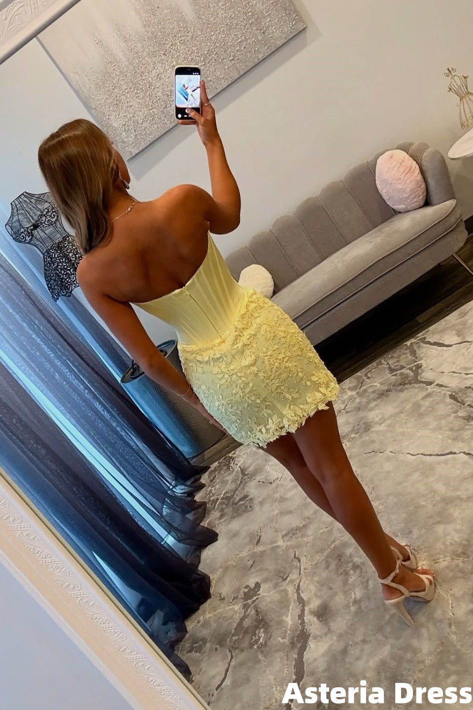 Yellow Appliques Sweetheart Bodycon Homecoming Dresses