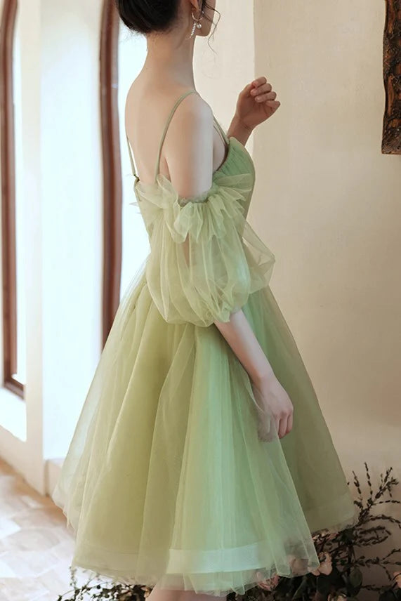 Avocado Green Tulle A-line Short Party Dress Homecoming Dress, AST1152