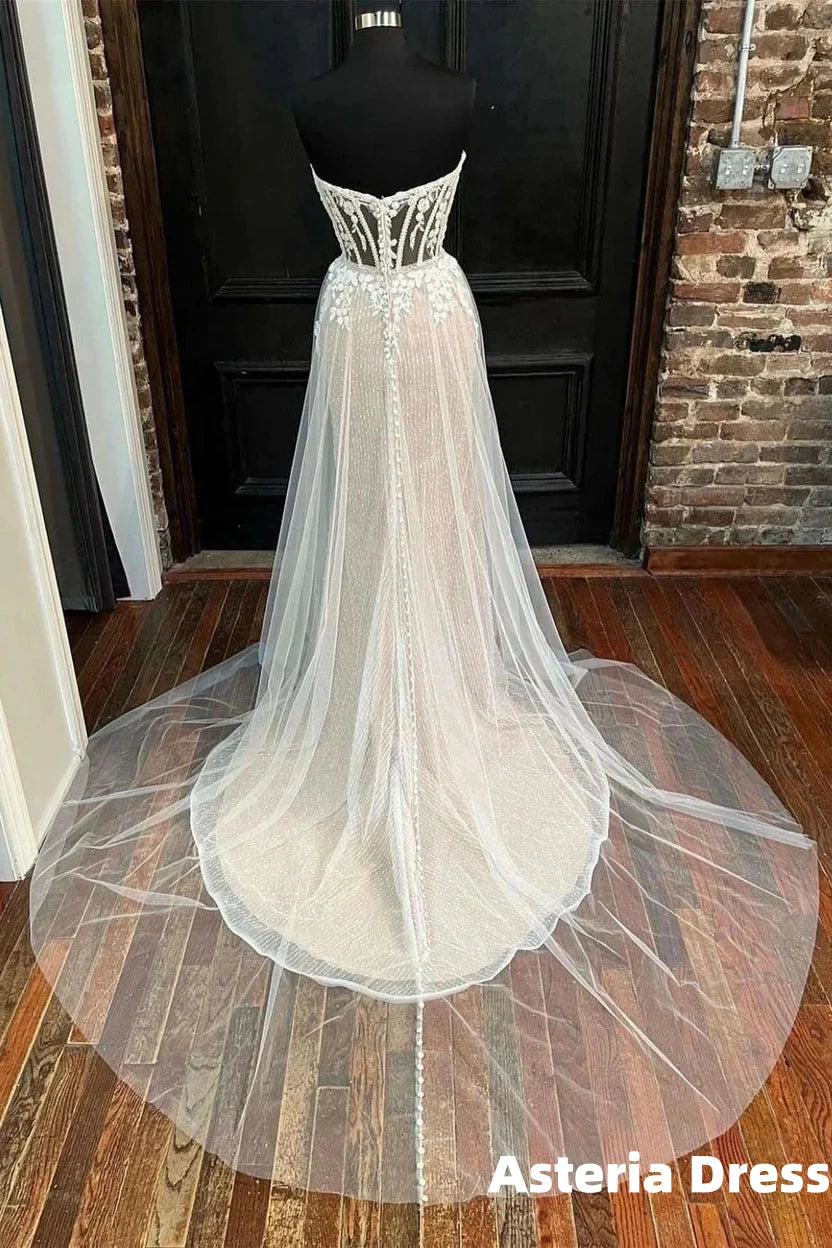 Sweetheart Appliques A-Line Long Wedding Dress
