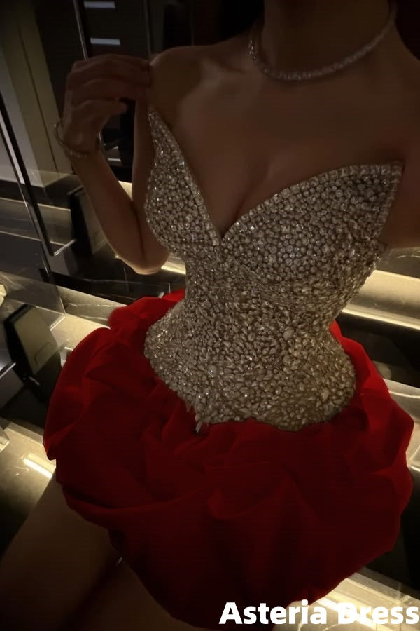 Luxury Sweetheart Beaded Mini Homecoming Dresses