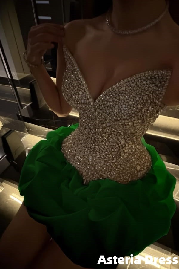 Luxury Sweetheart Beaded Mini Homecoming Dresses