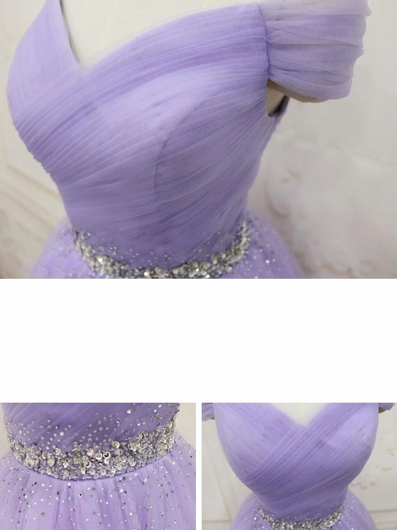 Purple Off Shoulder Tule Paillin Prom -jurk, paarse thuiskomstjurk,AST1288