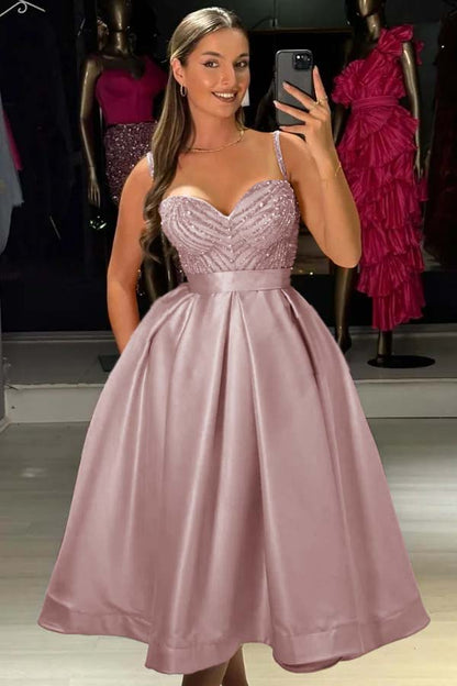 Baby Bluetti Strap Sweetheart Prom Dress A-Line with Sequins