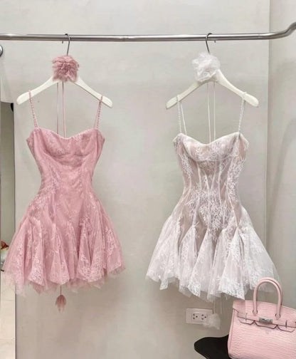 Pink Lace Bodycon Short Homecoming Dresses