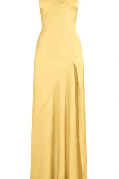 Trendy Sheath Spaghetti Straps Red Long Party Dress with Split Front