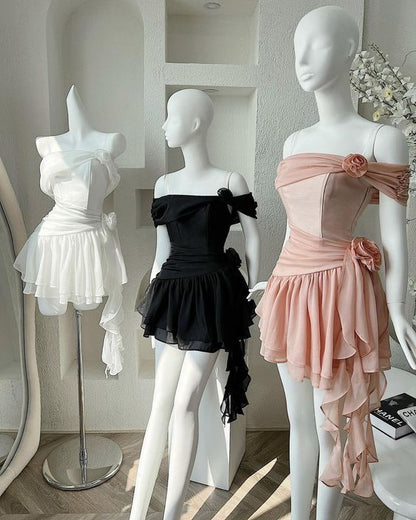 Simple Off The Shoulder Chiffon Birthday Dress Homecoming Dresses
